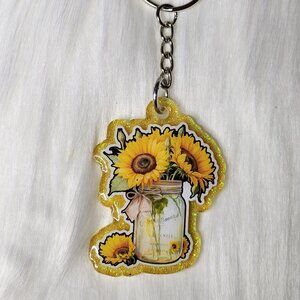 Jar of Sunflowers Keychain